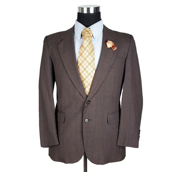 Pierre Cardin Other - Pierre Cardin Mens Pinstripe Wool Blazer Brown 40R